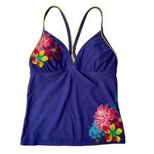 Athleta Swim Tank Tropical Floral Blue Multicolor Size Small
